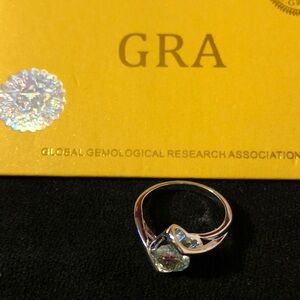 Moissanite GRA Fantasy Blue Solitaire Ring in Silver Size 6 1 CT